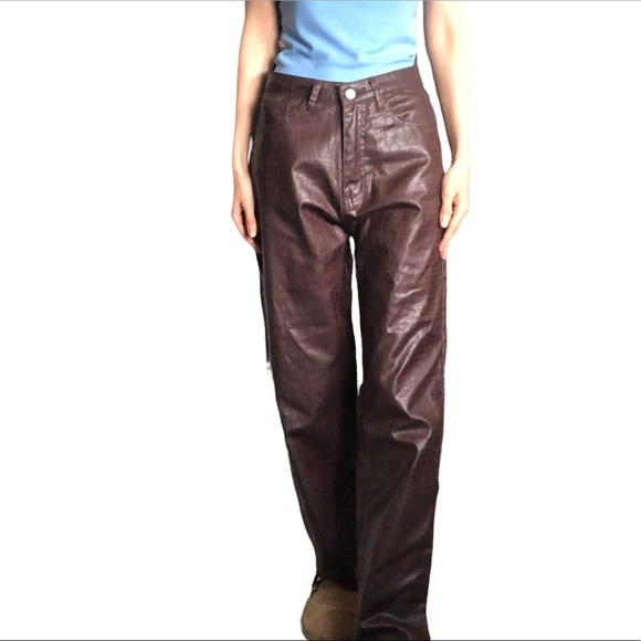 NASTY GAL Brown Faux-Leather Trouser - Picture 5 of 10
